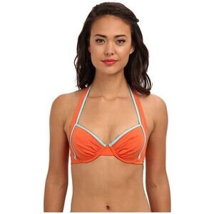 Tommy Bahama Bikini Top 34D Tangerine Padded Wired Halter Swimsuit Top Beach